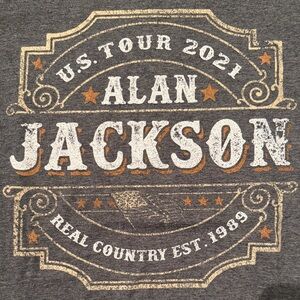 JACKSON Gray Graphic Short Sleeve Tee with White and Orange Print